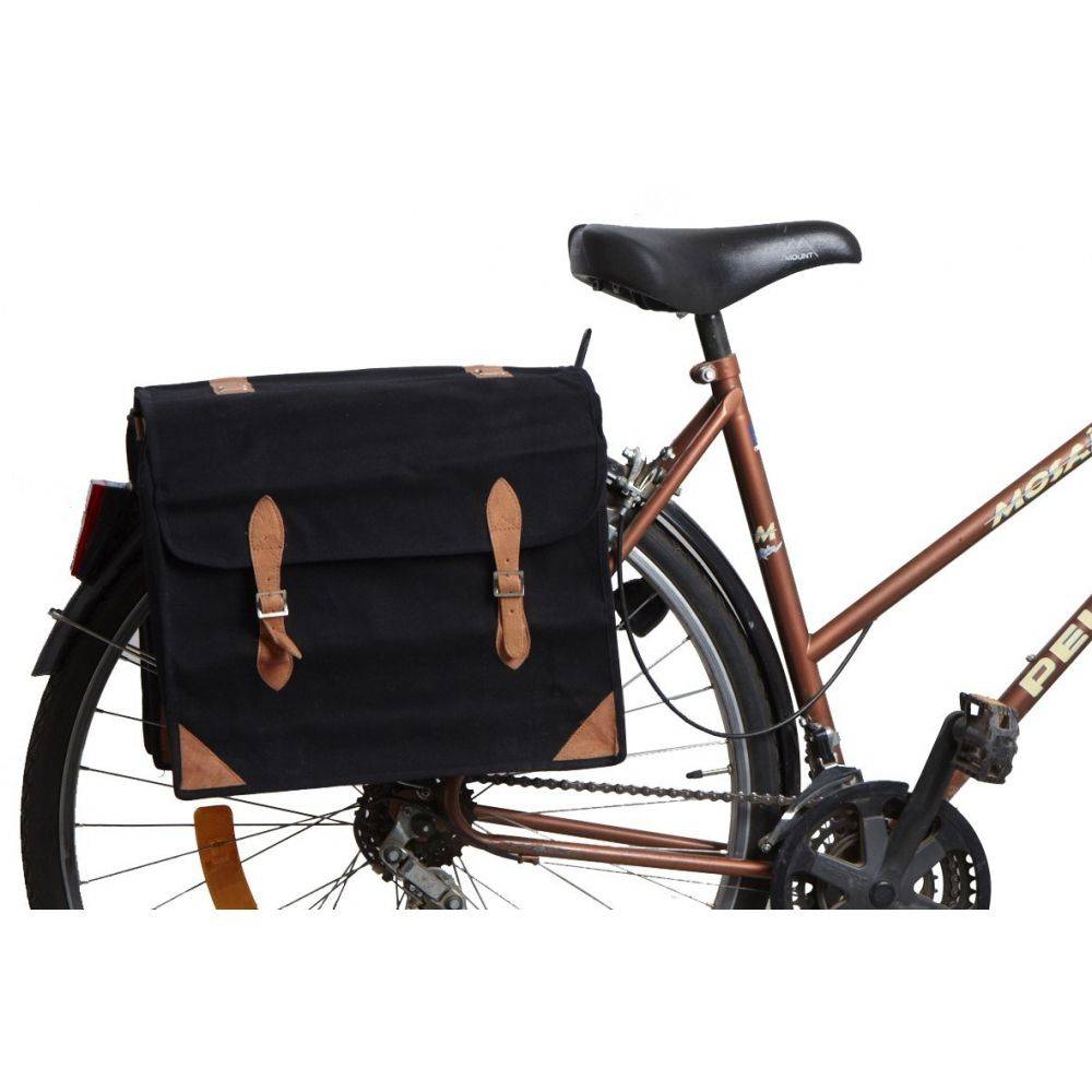 Aubry Gaspard - Sacoche à vélo en coton et cuir Noir - Imagen 2