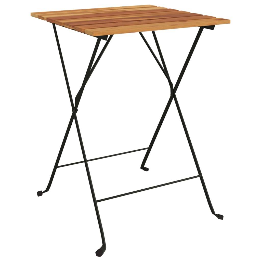 Table de bistro pliante Bois de teck solide et acier 55 x 54 x 71 cm - PANGIVO - Image 2