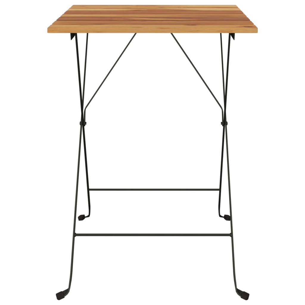 Table de bistro pliante Bois de teck solide et acier 55 x 54 x 71 cm - PANGIVO - Image 3