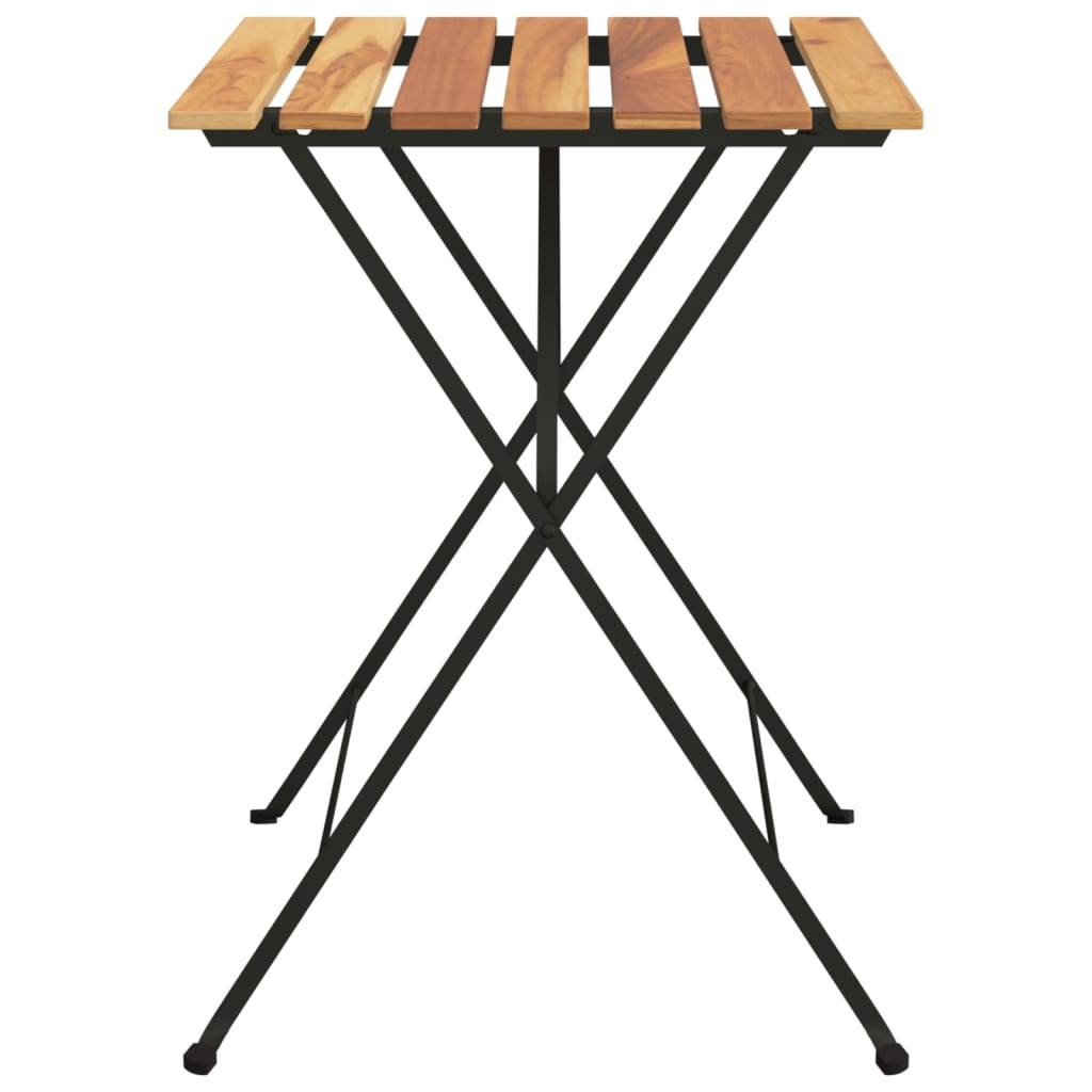 Table de bistro pliante Bois de teck solide et acier 55 x 54 x 71 cm - PANGIVO - Image 4