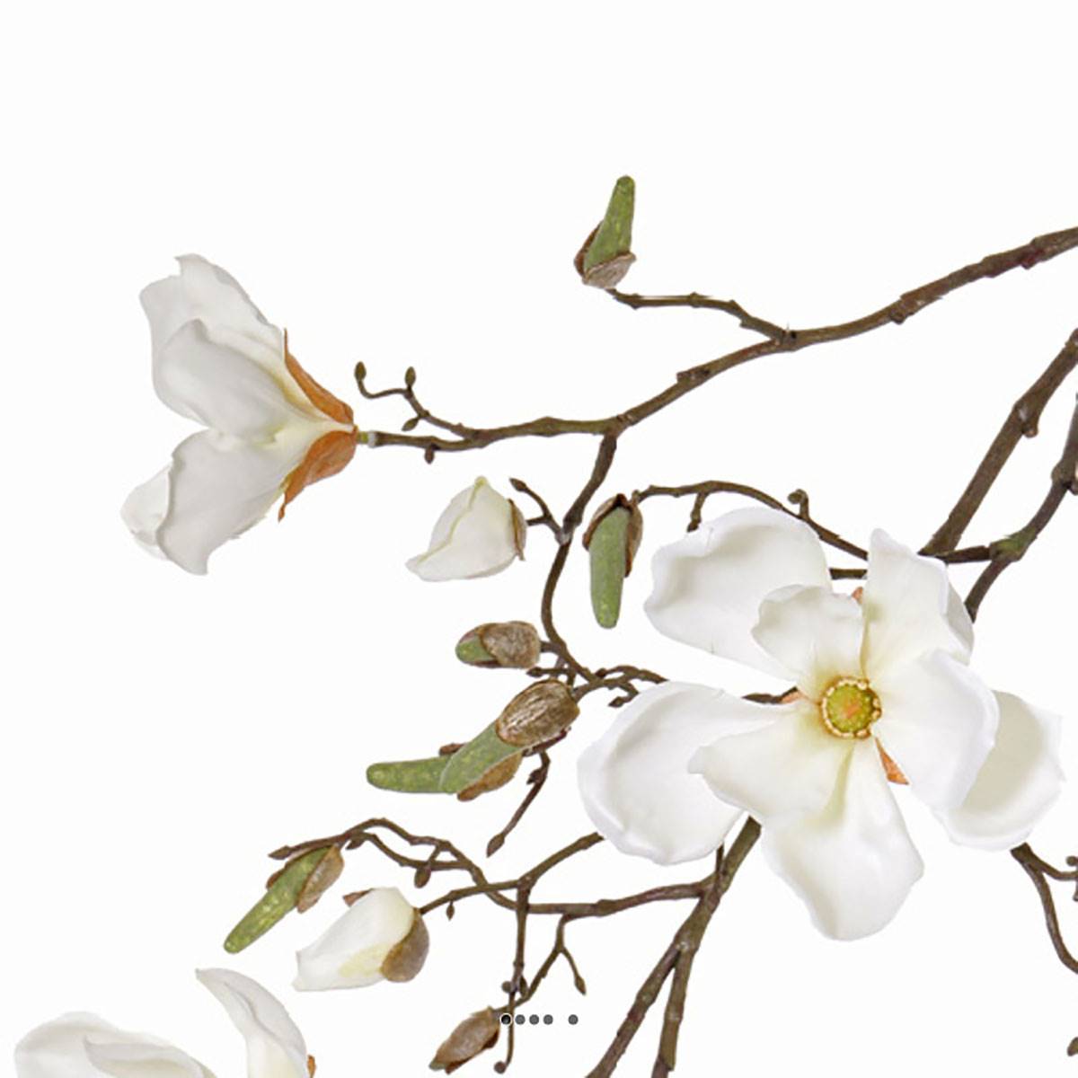 Branche de magnolia artificiel 4 fleurs 22 boutons H 107 cm Crème - couleur: Crème - Image 3