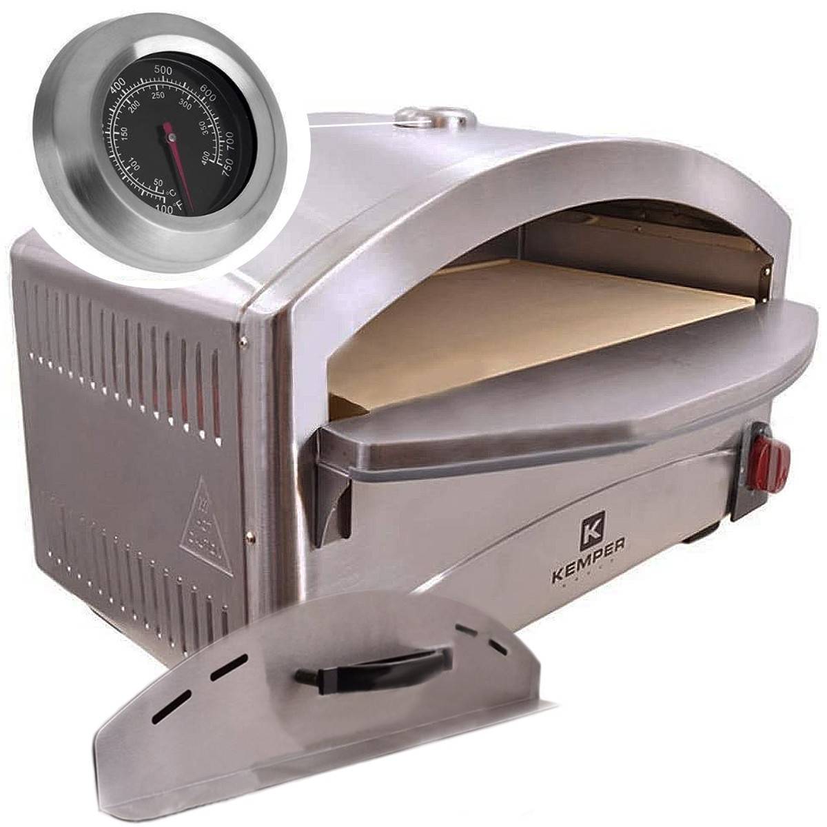 Four à pizza à gaz 4800W Cuisson pierre réfractaire 250 à 400°C Spatule Incluse KEMPER - Imagen 7