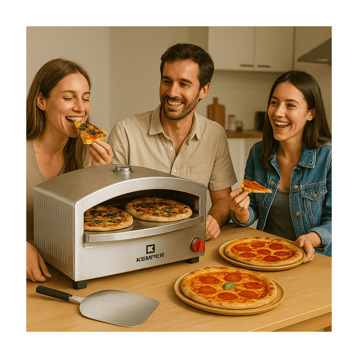 Four à pizza à gaz 4800W Cuisson pierre réfractaire 250 à 400°C Spatule Incluse KEMPER - Imagen 3