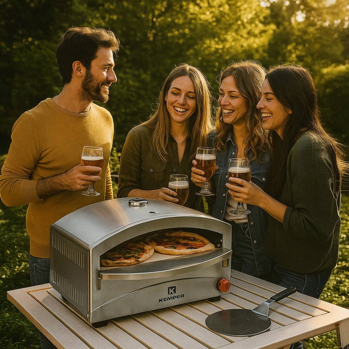Four à pizza à gaz 4800W Cuisson pierre réfractaire 250 à 400°C Spatule Incluse KEMPER - Imagen 2