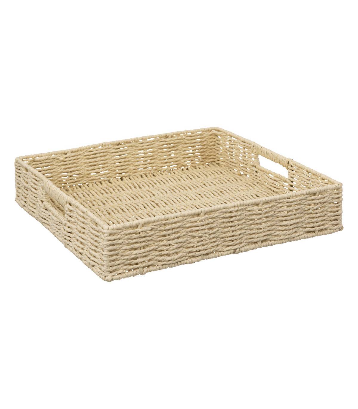 Plateau carré en corde Beige lin 35 x 35 cm - Imagen 1