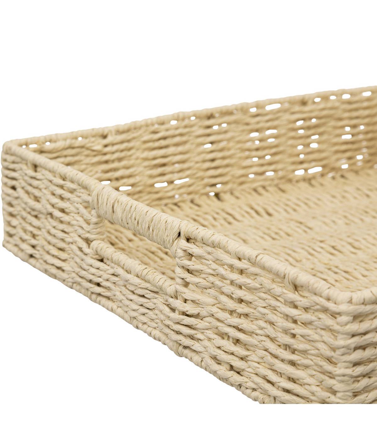 Plateau carré en corde Beige lin 35 x 35 cm - Imagen 2