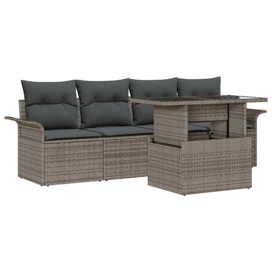 Salon de jardin 4 places en poly rotin avec table basse en verre Gris – ComfortXL Outdoor Living - Image 2