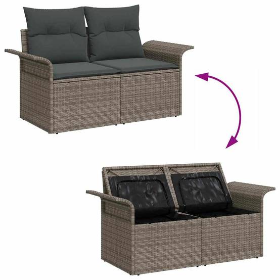 Salon de jardin 4 places en poly rotin avec table basse en verre Gris – ComfortXL Outdoor Living - Image 8