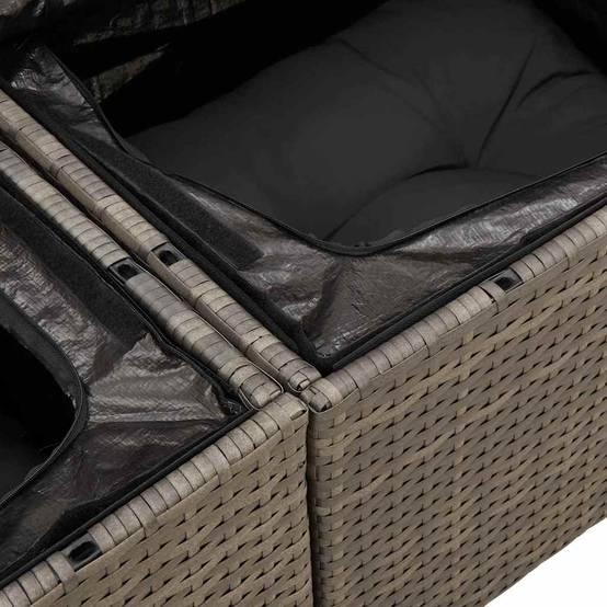 Salon de jardin 4 places en poly rotin avec table basse en verre Gris – ComfortXL Outdoor Living - Image 7