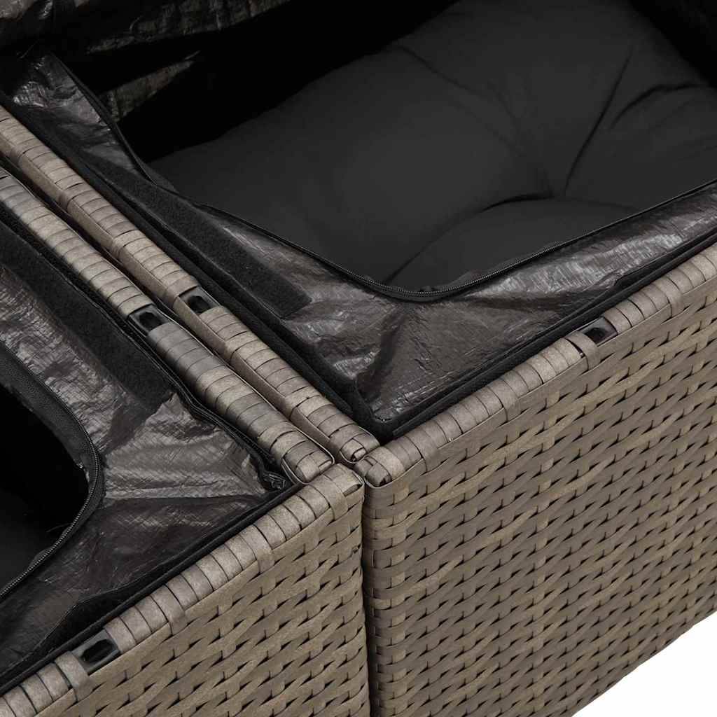 Salon de jardin 4 places en poly rotin avec table basse en verre Gris – ComfortXL Outdoor Living - Image 7