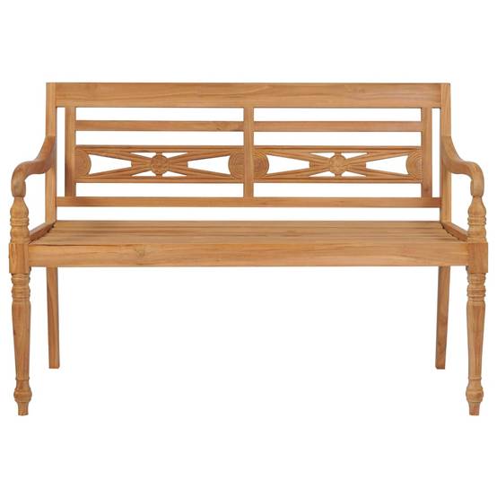 Helloshop26 - Banc de jardin meuble de patio d'extérieur terrasse avec coussin à carreaux gris 120 x 51,5 x 84 cm bois de teck - Imagen 3