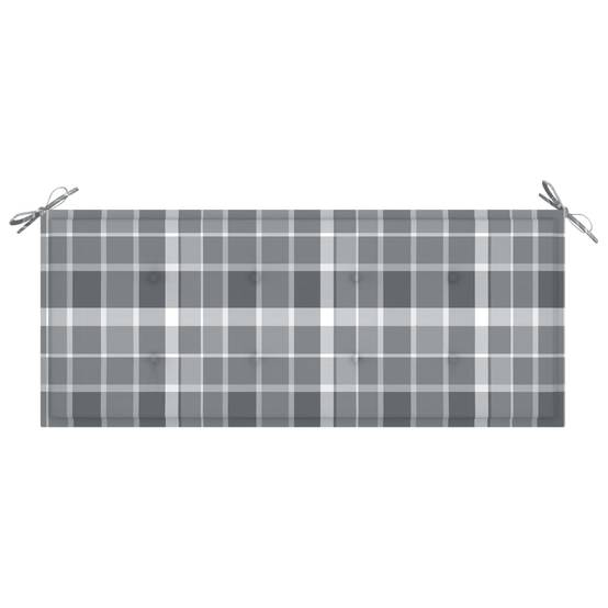 Helloshop26 - Banc de jardin meuble de patio d'extérieur terrasse avec coussin à carreaux gris 120 x 51,5 x 84 cm bois de teck - Imagen 6