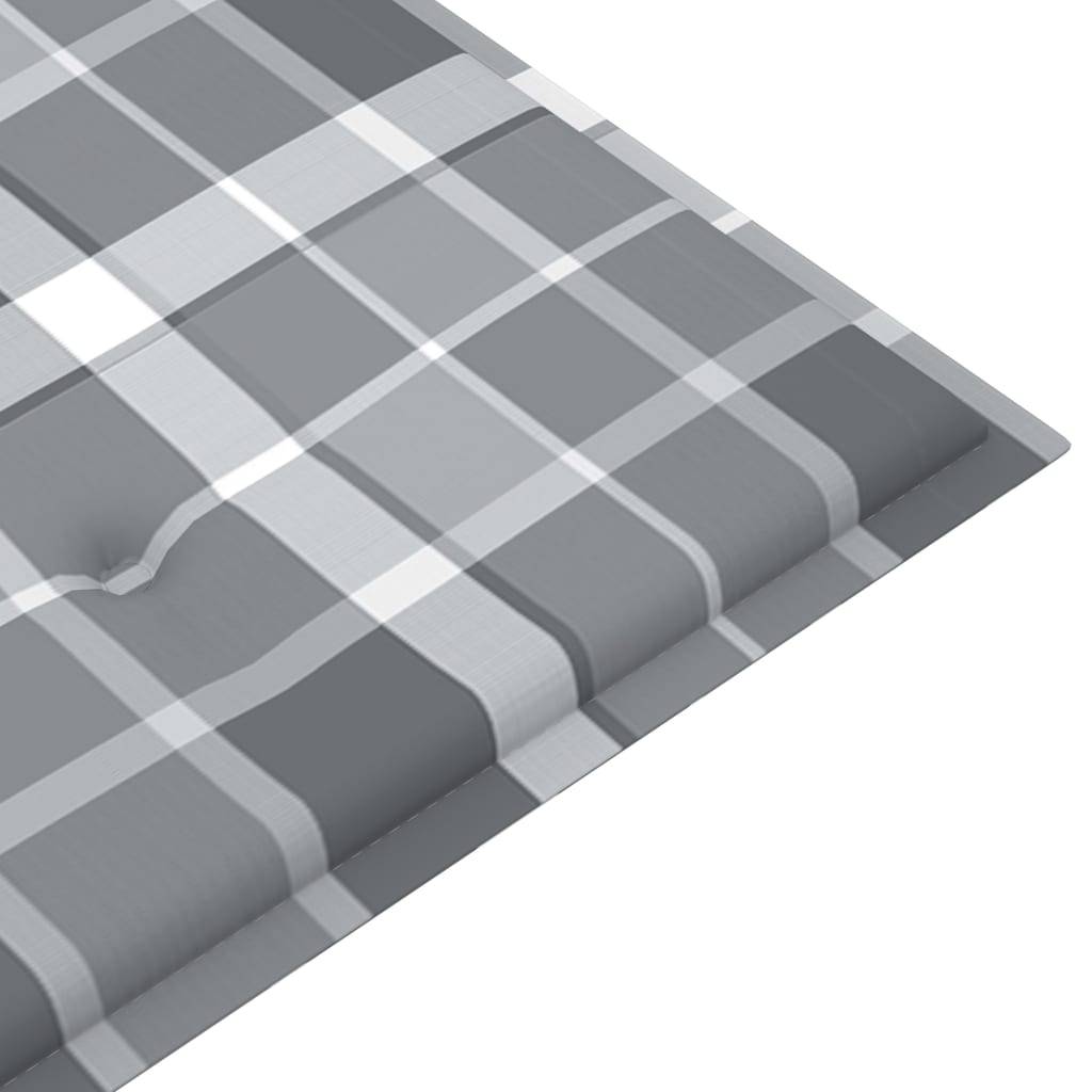 Helloshop26 - Banc de jardin meuble de patio d'extérieur terrasse avec coussin à carreaux gris 120 x 51,5 x 84 cm bois de teck - Imagen 7