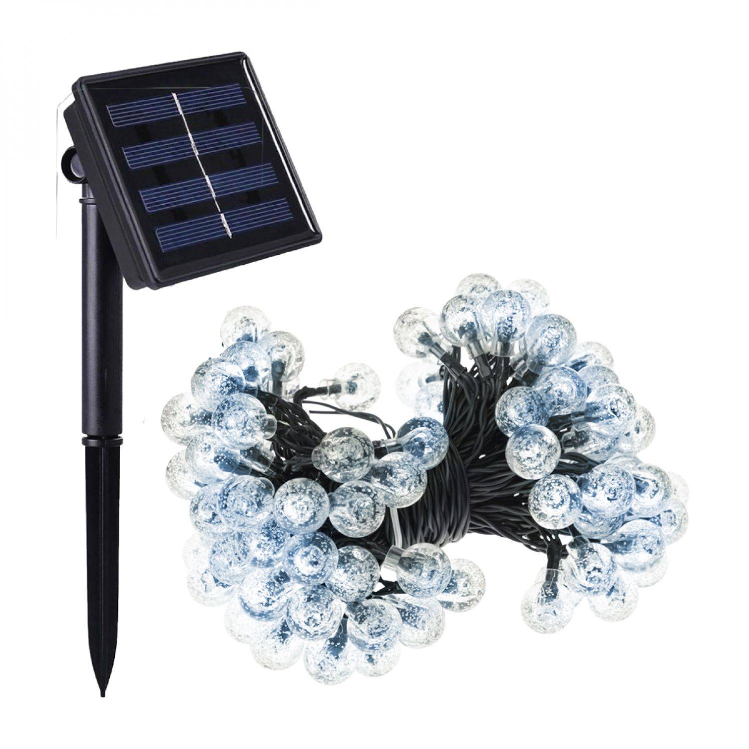 Linxor - Guirlande solaire extérieure lumineuse jardin, terrasse - Grosses ampoules LED Ø 2.2 cm, 8 modes - 17 m - Blanc froid - Linxor - Image 1