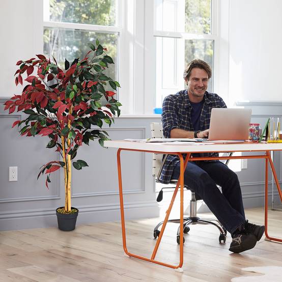 Plante Artificielle Arbre Ficus Artificielle H 120CM Déco. Intérieur et Extérieur avec Pot - Image 3