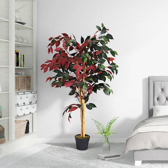 Plante Artificielle Arbre Ficus Artificielle H 120CM Déco. Intérieur et Extérieur avec Pot - Image 2