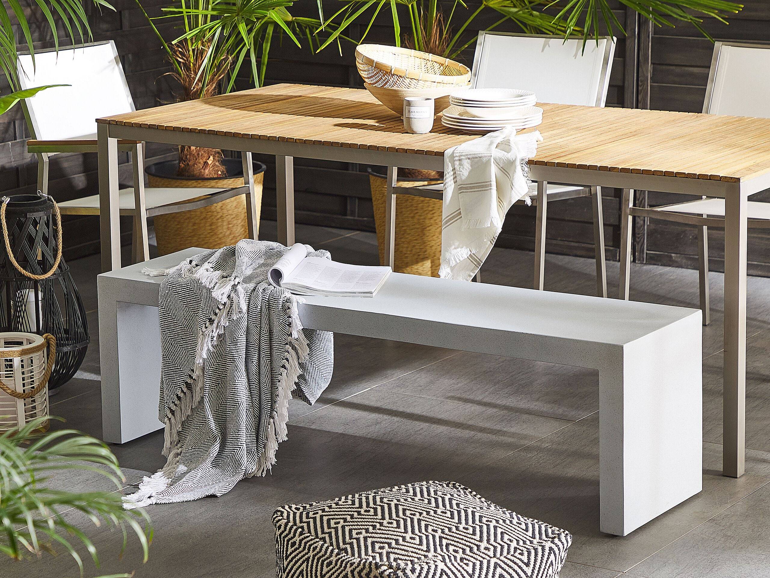 Beliani - Banc, 2 Personnes Fibre-ciment Blanc TARANTO - 150x40x40- Beliani - Imagen 1