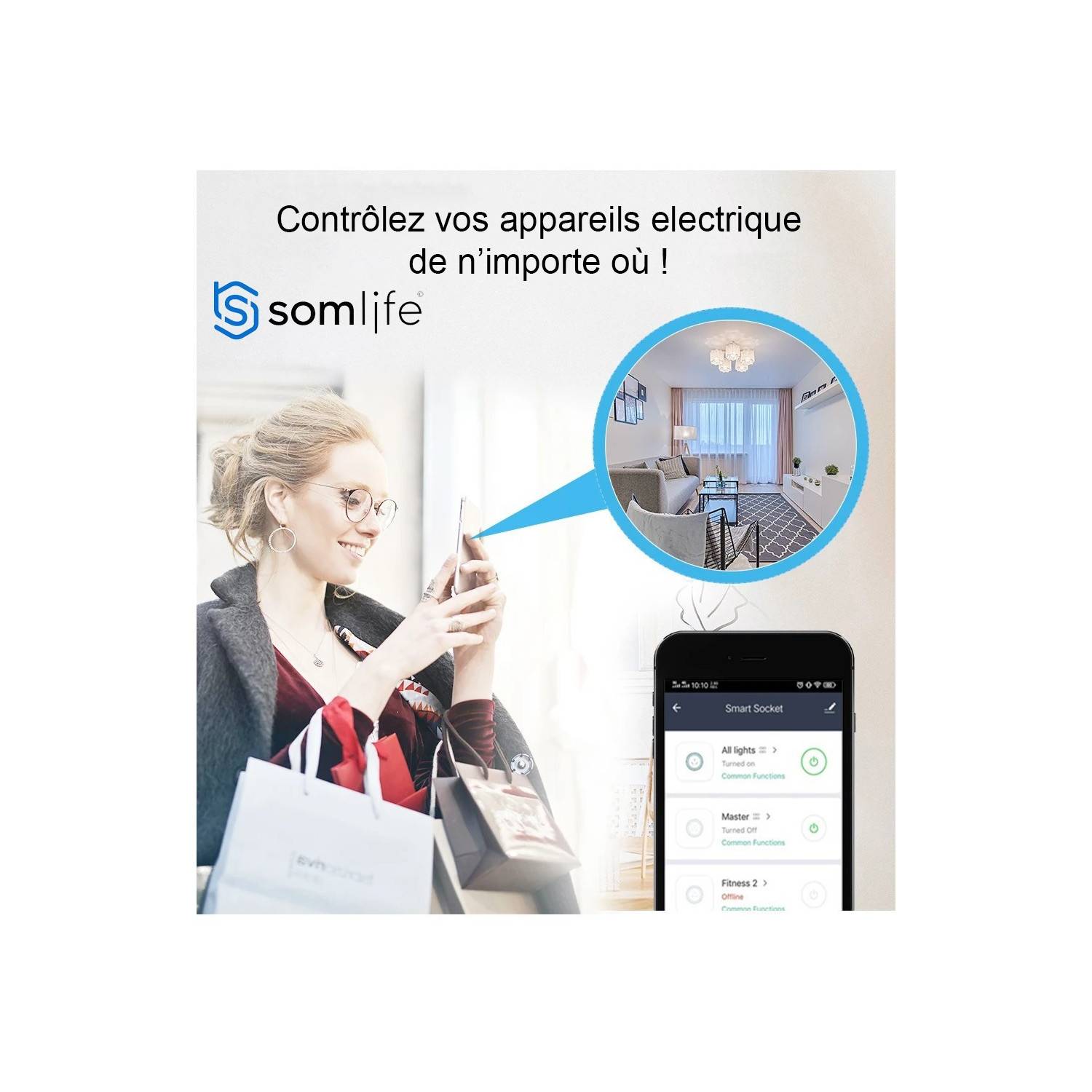 Prise connectée SomLife application tuya smart life contrôle de consommation Compatible avec Alexa/Google Home - Image 6