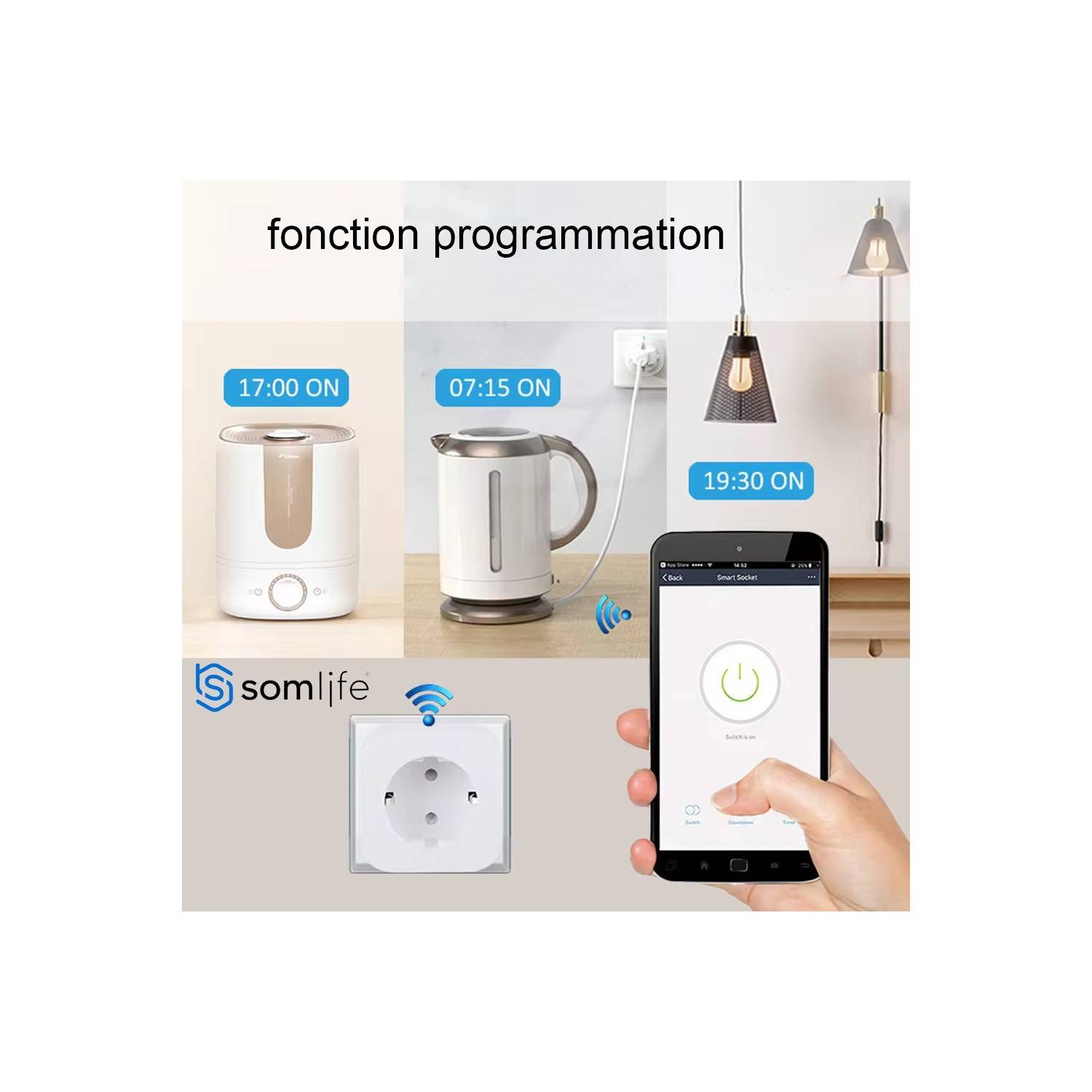 Prise connectée SomLife application tuya smart life contrôle de consommation Compatible avec Alexa/Google Home - Image 3