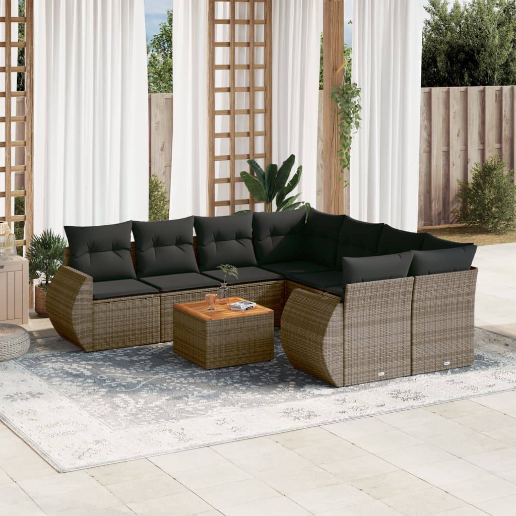 Canapé de jardin d'angle 8 places résine tressée Gris avec coffre de rangement Gris Foncé – ComfortXL Outdoor Living - Image 1