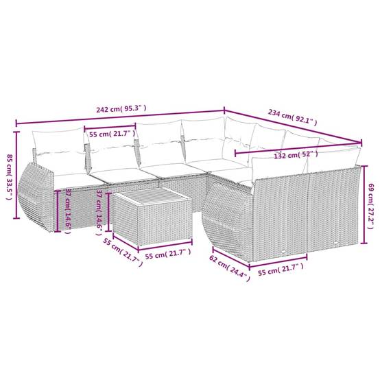 Canapé de jardin d'angle 8 places résine tressée Gris avec coffre de rangement Gris Foncé – ComfortXL Outdoor Living - Image 3