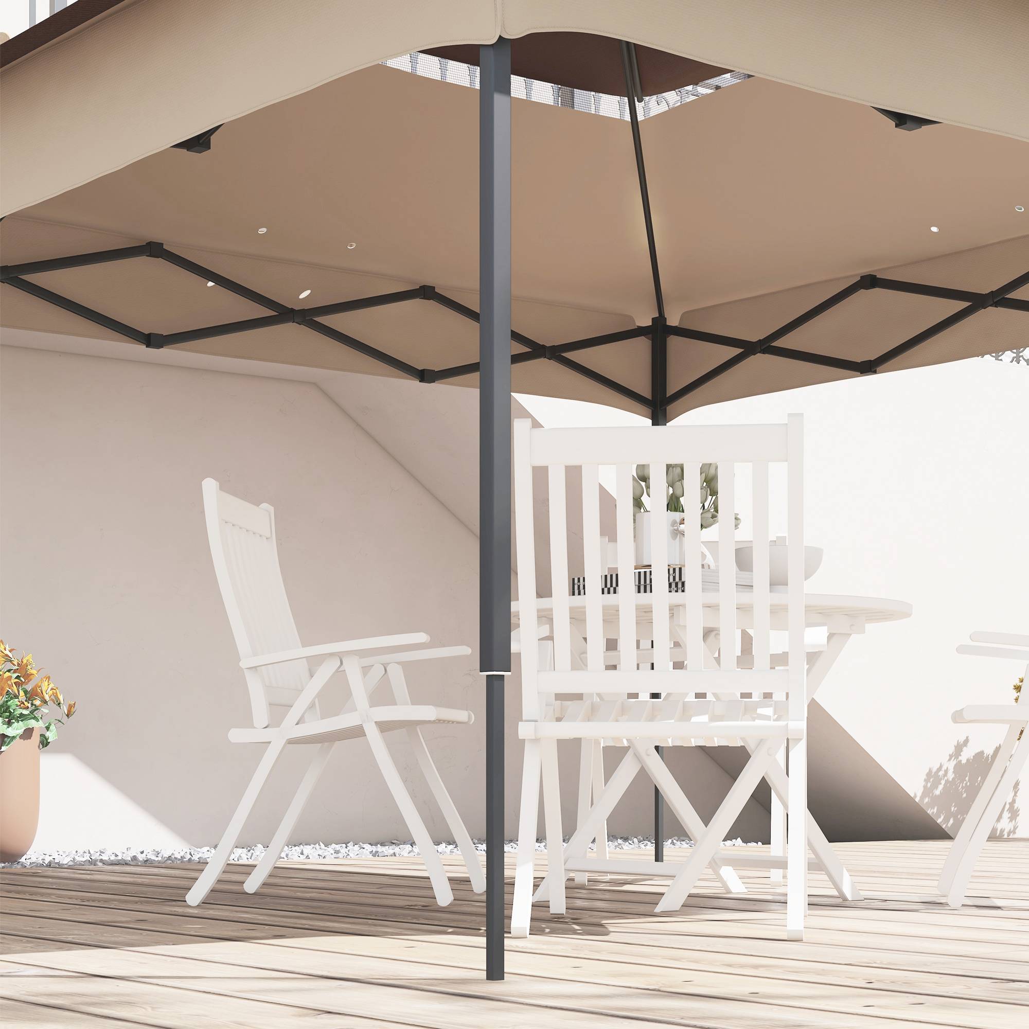 Outsunny - Toile de rechange pour tonnelle barnum dim. 3,25L x 3,25l m polyester imperméabilisé beige chocolat - Outsunny - Imagen 8