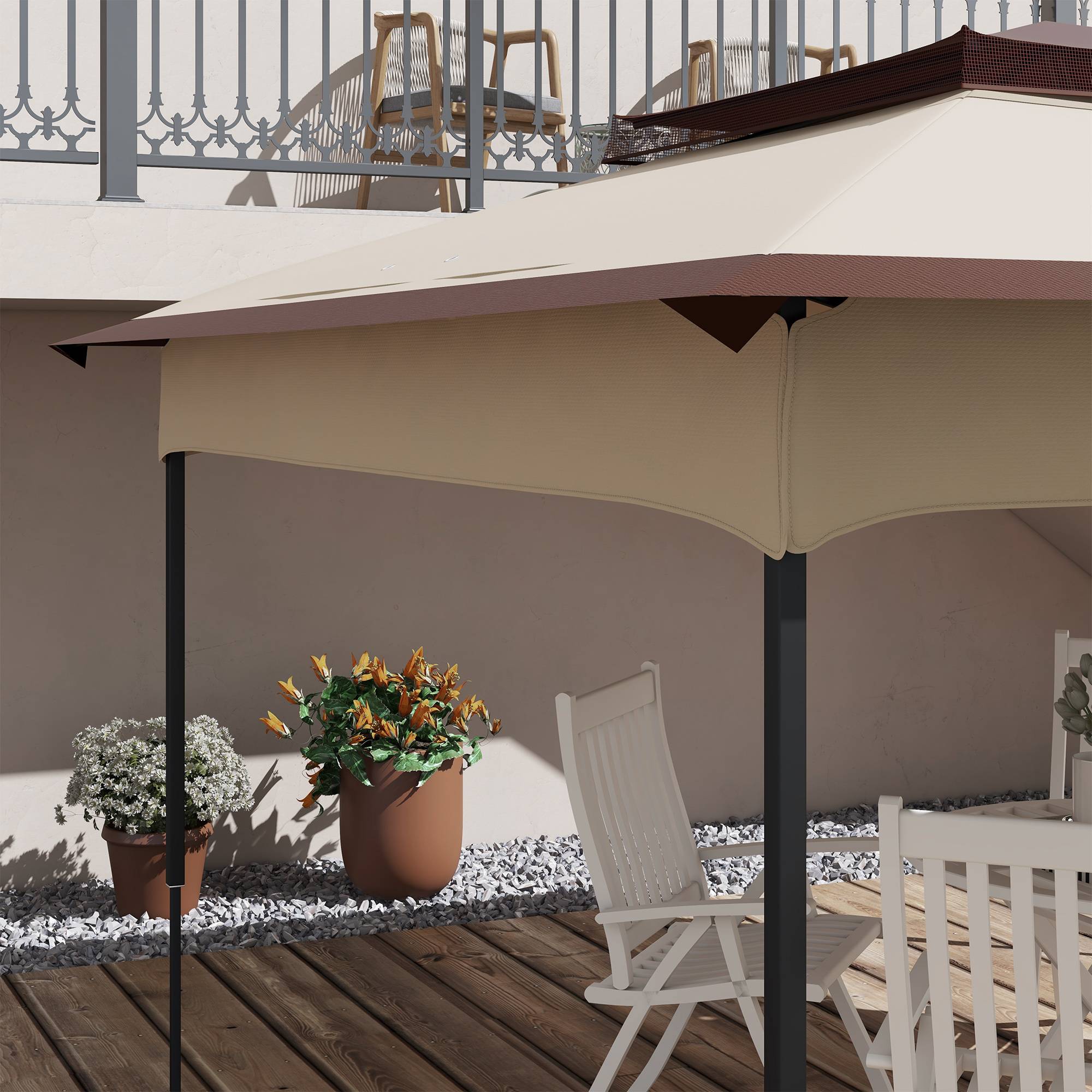 Outsunny - Toile de rechange pour tonnelle barnum dim. 3,25L x 3,25l m polyester imperméabilisé beige chocolat - Outsunny - Imagen 7