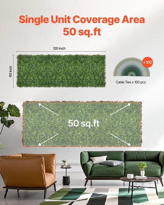 VEVOR Mur végétal artificiel 300x150 cm, herbe de Milan, brise-vue. - Image 6
