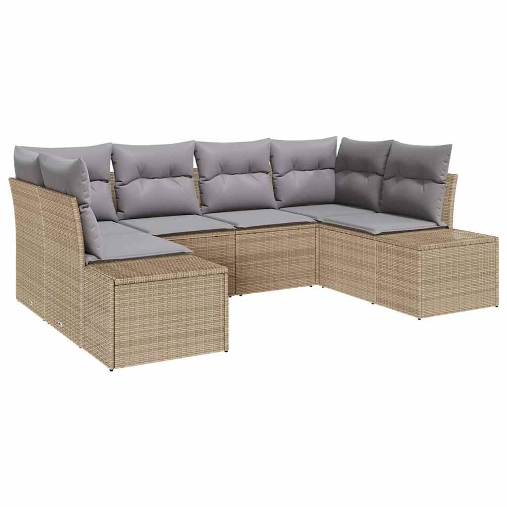 Salon de Jardin Bas Modulable Polyrotin 6 Places Confortable avec Coussins pour Terrasse Beige – ComfortXL Outdoor Living - Image 2