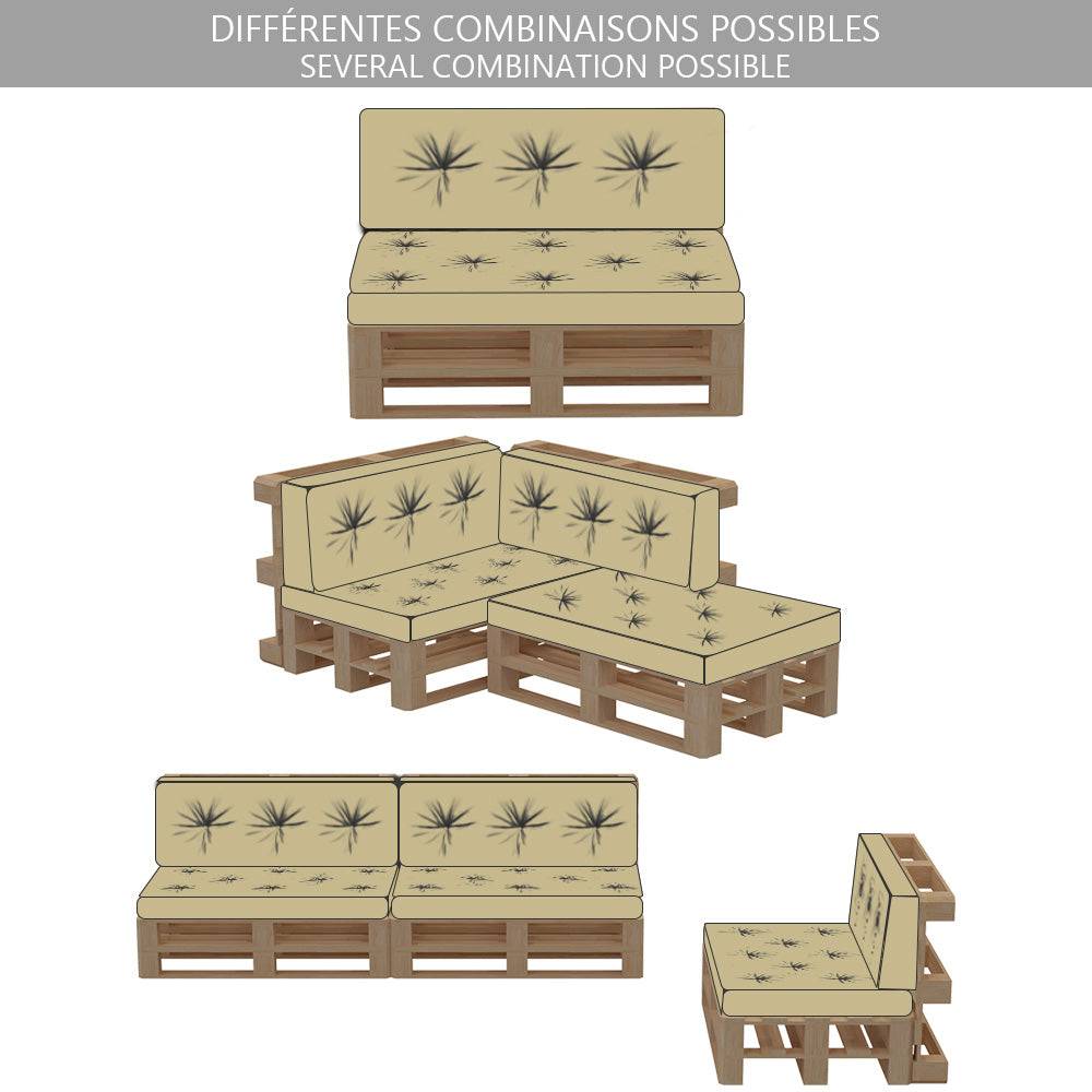 Vounot - Lot de 4 Coussins pour palettes en bois beige - Image 6