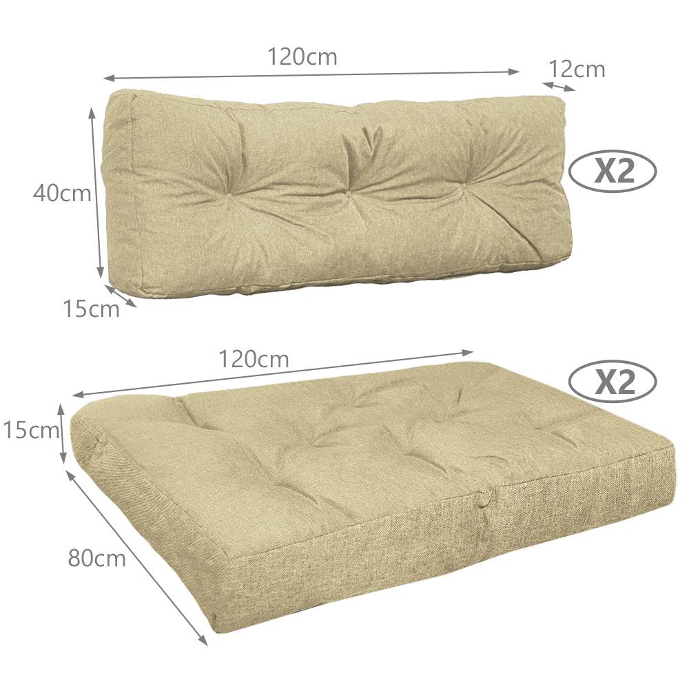 Vounot - Lot de 4 Coussins pour palettes en bois beige - Image 2