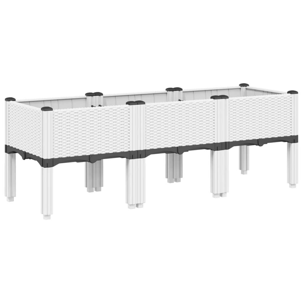 Jardinière - Bac à fleurs - Pot de fleurs avec pieds blanc 120x40x42 cm PP - Image 1
