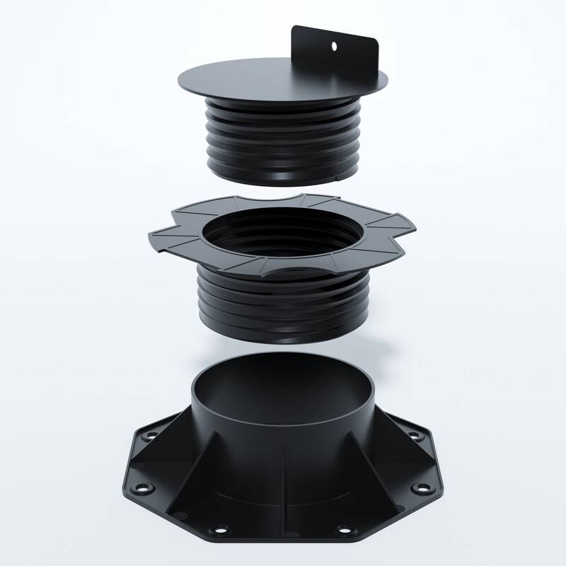 PLOT RÉGLABLE DE 60 À 138 MM POUR TERRASSE BOIS ET COMPOSITE - Coloris - Noir - Image 3