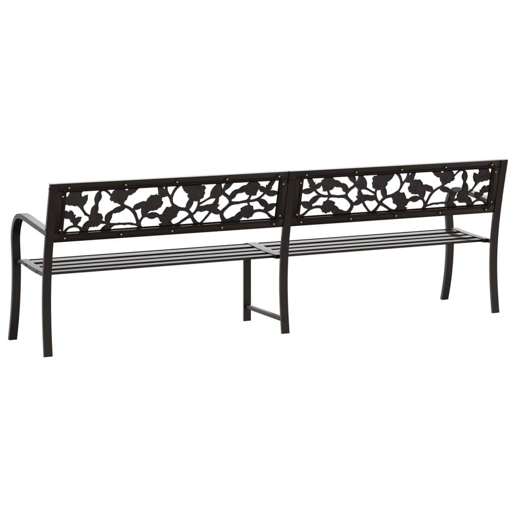 Helloshop26 - Banc de jardin meuble de patio d'extérieur terrasse double de jardin 246 cm noir acier - Imagen 4