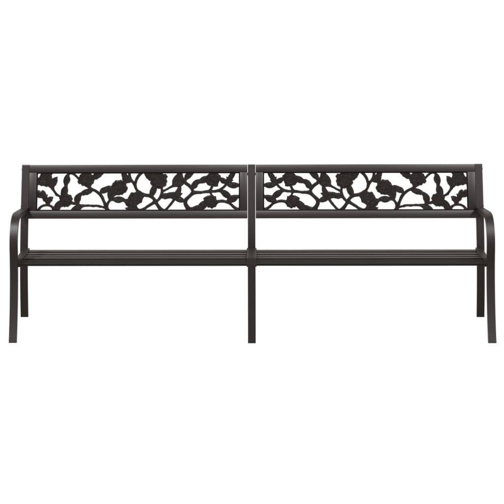 Helloshop26 - Banc de jardin meuble de patio d'extérieur terrasse double de jardin 246 cm noir acier - Imagen 2