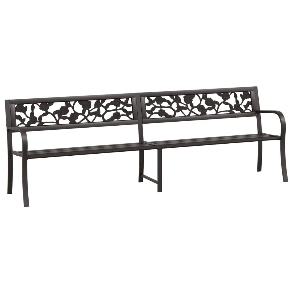 Helloshop26 - Banc de jardin meuble de patio d'extérieur terrasse double de jardin 246 cm noir acier - Imagen 1