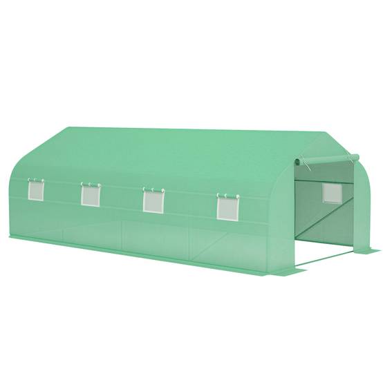 Serre Tunnel de Jardin 18m² Acier et Bâche PE 8 Fenêtres de Ventilation 6x3x2 m Vert - ComfortXL Outdoor Living - Image 1