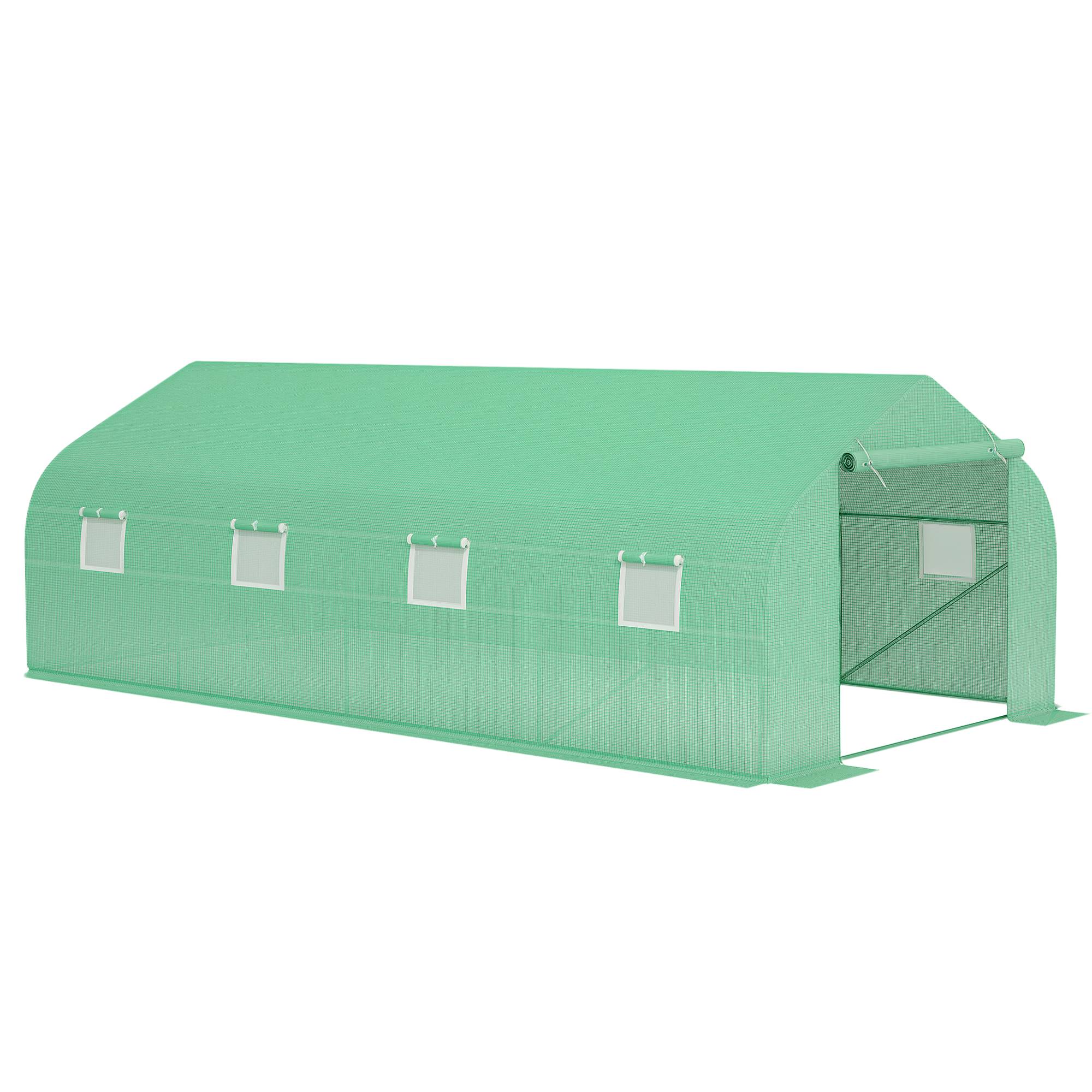 Serre Tunnel de Jardin 18m² Acier et Bâche PE 8 Fenêtres de Ventilation 6x3x2 m Vert - ComfortXL Outdoor Living - Image 1