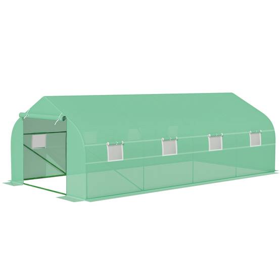 Serre Tunnel de Jardin 18m² Acier et Bâche PE 8 Fenêtres de Ventilation 6x3x2 m Vert - ComfortXL Outdoor Living - Image 2