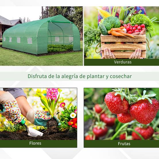 Serre Tunnel de Jardin 18m² Acier et Bâche PE 8 Fenêtres de Ventilation 6x3x2 m Vert - ComfortXL Outdoor Living - Image 9