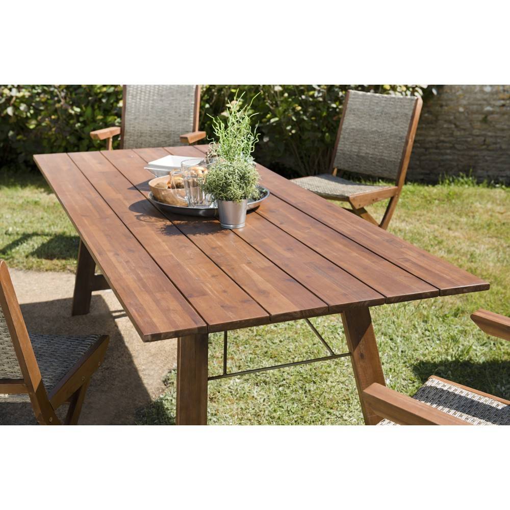 Macabane - VICK - Ensemble de jardin bois d'acacia, table + 4 chaises 2 fauteuils - Imagen 4