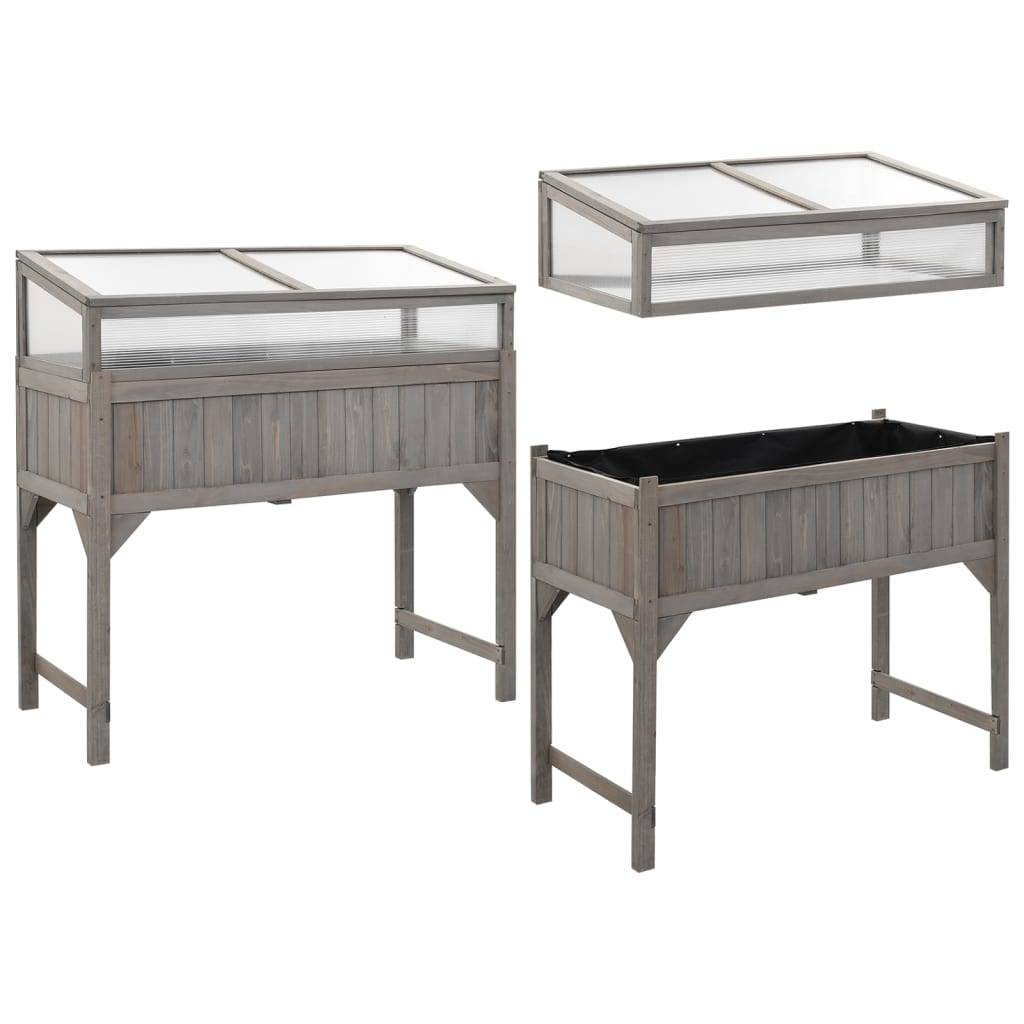 ComfortXL - Carré potager sur pieds avec serre bois de sapin pour balcon Gris – ComfortXL Outdoor Living - Image 4