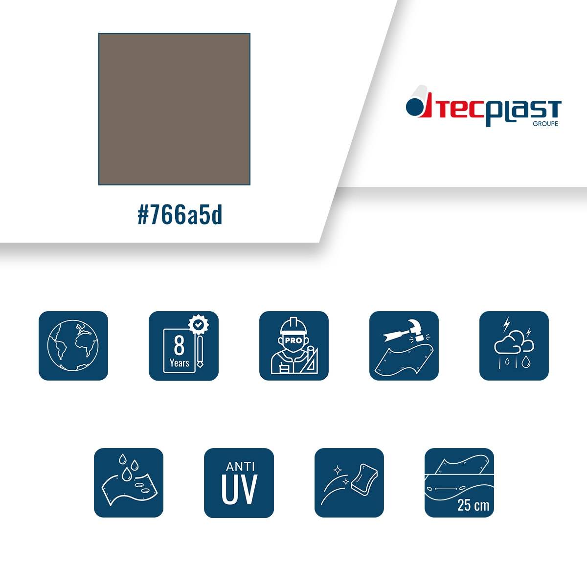 Bâche pour Carport 2,5x3 m LP640CP Taupe - Garantie 8 ans - Toile PVC étanche pour abri de voiture TECPLAST - Imagen 4