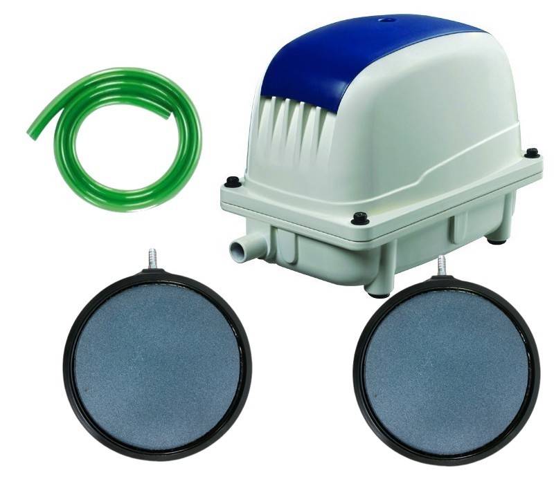 Superfish - Set Aérateur Bassin Pompe à air 6000 l/h 2 diffuseurs 20 cm de diamètre SILENCIEUX. Pour 8000 - 10000 litres environ