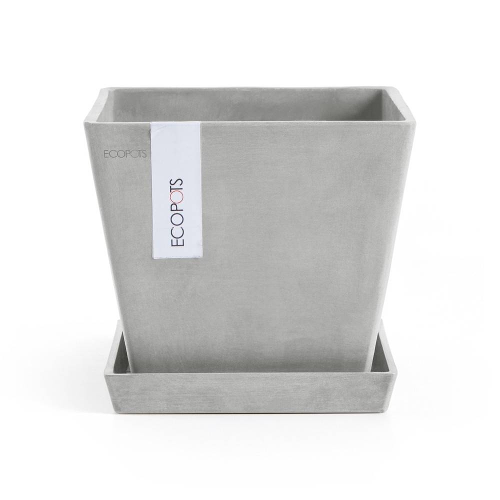 Ecopots - Pot Carré Rotterdam 20 Blanc Gris - 20 x 20 x H. 17,5 cm - 5,2 L ECOPOTS - Imagen 4