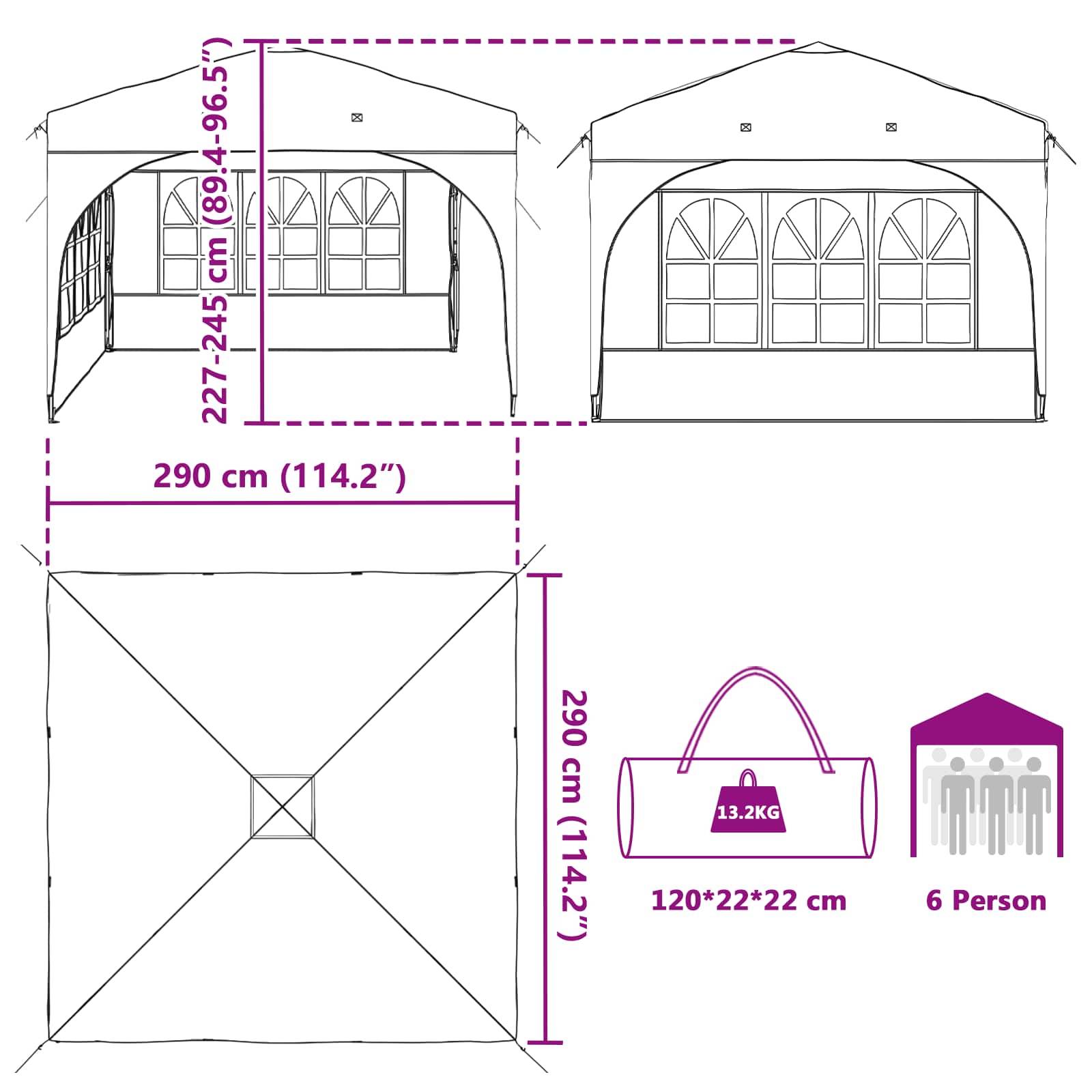 ComfortXL - Tente de Réception Pop-up Oxford Jardin 2 Parois Hauteur Réglable 290x290cm Vert - ComfortXL Outdoor Living - Image 9