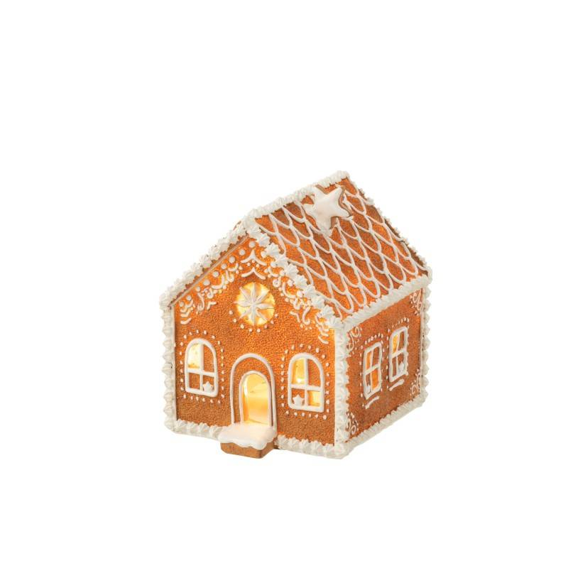 Maison de Noël en résine marron 18x15x17.5 cm - J-Line - Image 1