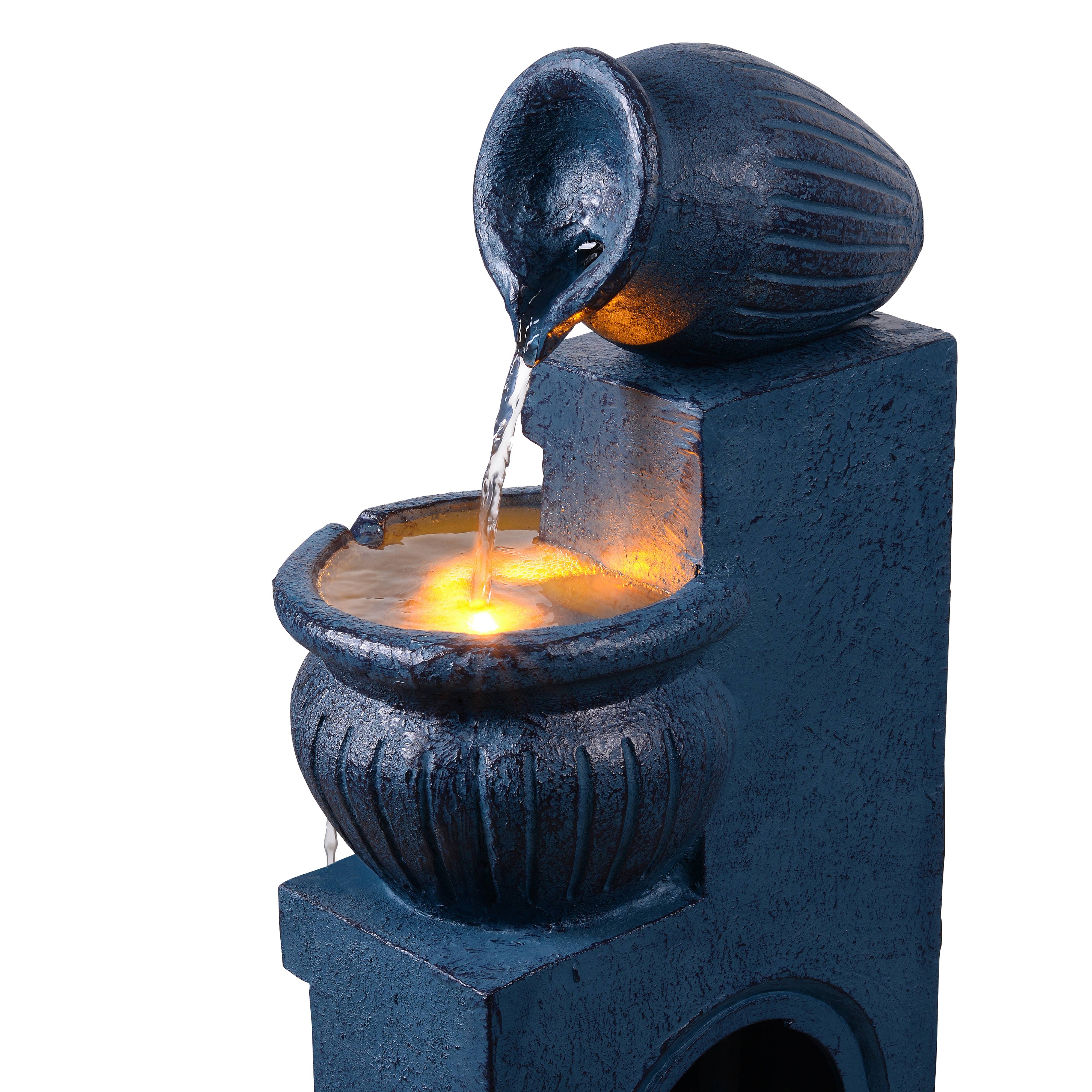 Fontaine solaire jardin 4 niveaux LED, 72cm, Bleu Marine, Teamson Home - Image 2