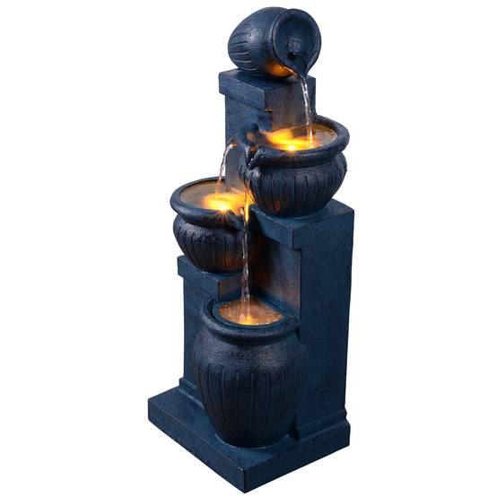 Fontaine solaire jardin 4 niveaux LED, 72cm, Bleu Marine, Teamson Home - Image 4