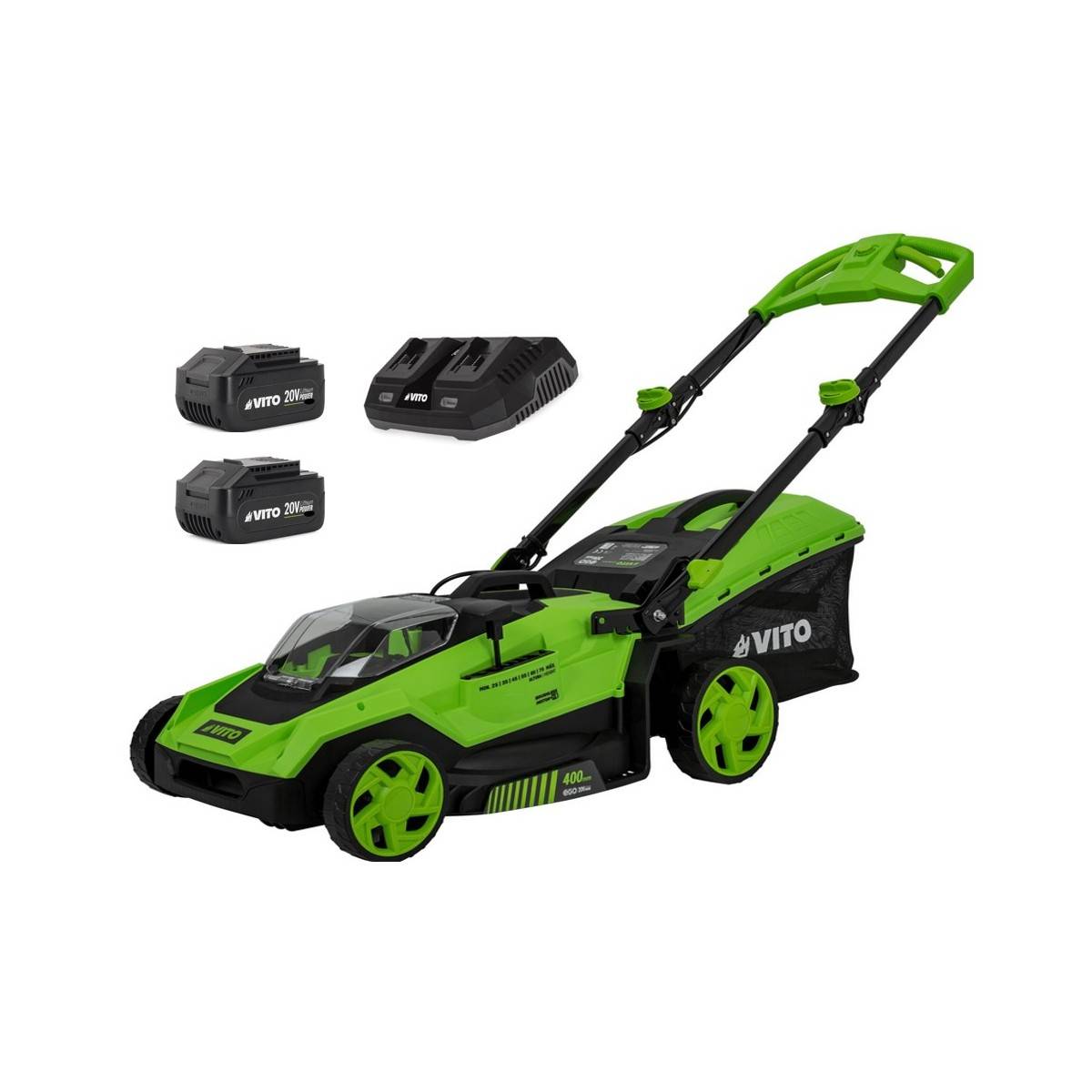 Tondeuse à gazon 40V - Brushless 2 Batteries lithium 6.0Ah Chargeur Double 800m2 -VITO - Imagen 2
